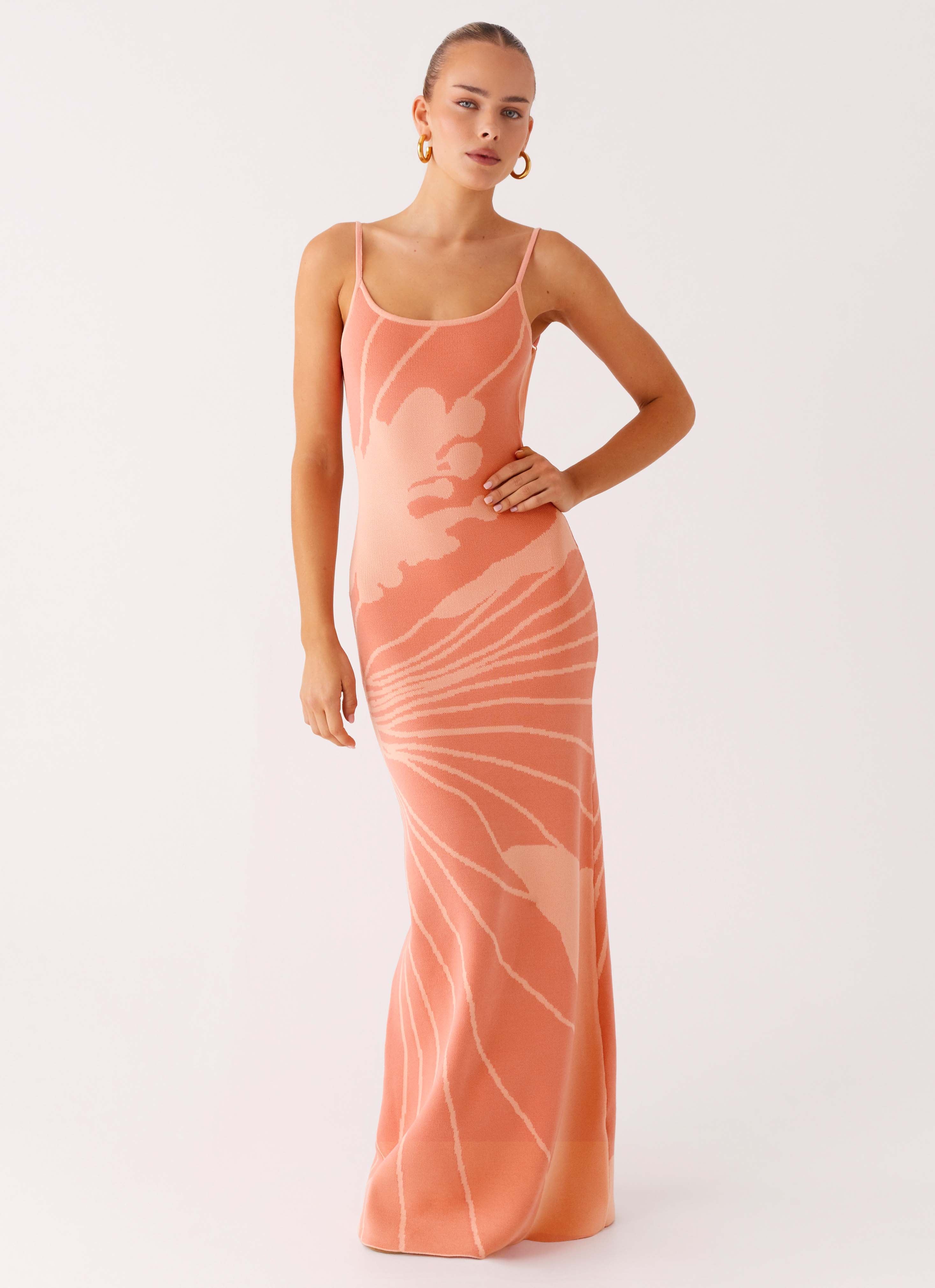 Bliss View Knit Maxi Dress - Peach