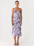 Bluma Lace Trim Midi Dress - Antique Lilac Floral