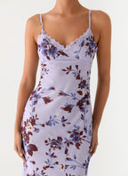 Bluma Lace Trim Midi Dress - Antique Lilac Floral