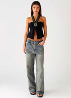 Boheme Breeze Halter Top - Black