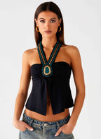 Boheme Breeze Halter Top - Black