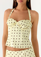 Breanne Top - Yellow Polka Dot