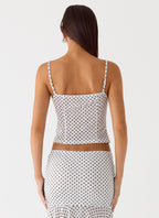 Buffy Top - White Polkadot