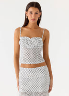 Buffy Top - White Polkadot