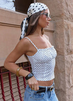 Buffy Top - White Polkadot