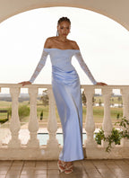 Burke Off Shoulder Maxi Dress - Blue