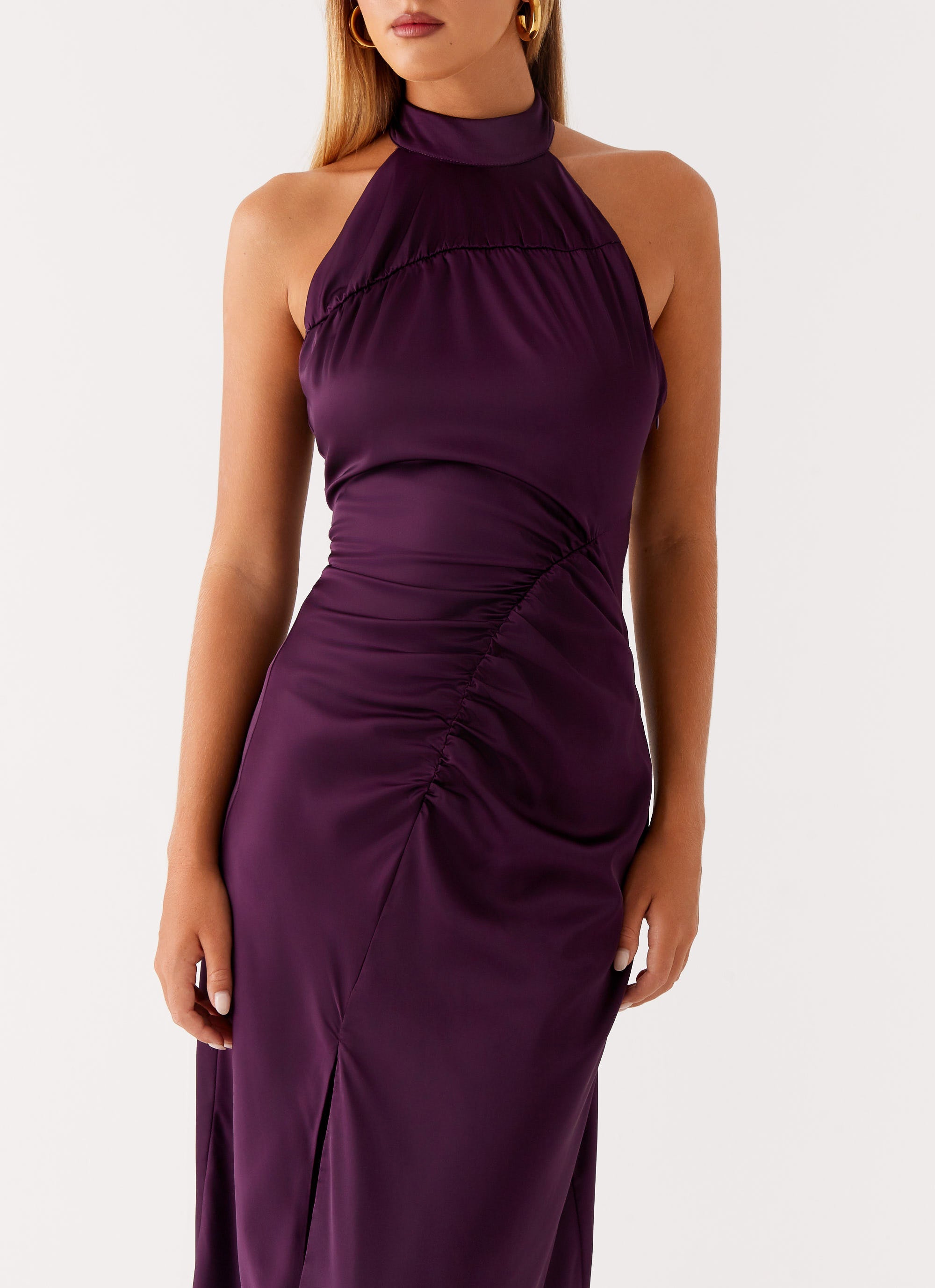 Casta Halterneck Midi Dress - Plum
