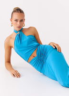Chiquita Halter Maxi Dress - Turquoise Blue