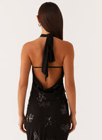 Cillian Sequin Halter Top - Black