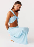 Cindelle One Shoulder Maxi Dress - Turquoise