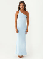 Claudia One Shoulder Maxi Dress - Blue