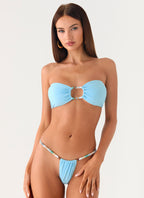Coastal Breeze Bead Strapless Bikini Top - Turquoise