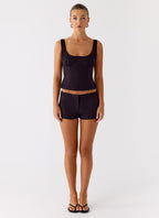 Coastline Cotton Bustier Top - Black