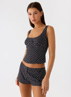 Coastline Bustier Top - Black Polkadot