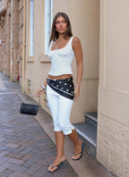 Coastline Bustier Top - White Polka Dot