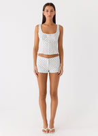 Coastline Bustier Top - White Polka Dot
