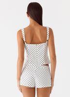 Coastline Bustier Top - White Polka Dot
