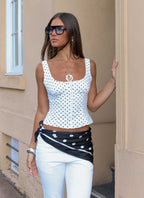 Coastline Bustier Top - White Polka Dot