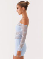 Collide Lace Mini Dress - Blue
