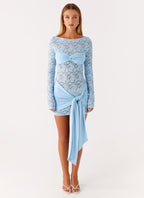 Consie Long Sleeve Mini Dress - Pale Blue