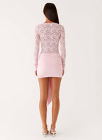 Consie Long Sleeve Mini Dress - Pink
