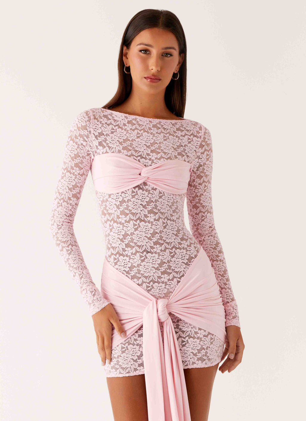 Consie Long Sleeve Mini Dress - Pink