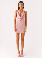 Coral Meadow Cowl Mini Dress - Pink