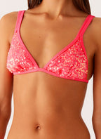 Croatia Bikini Top - Pink Sequin