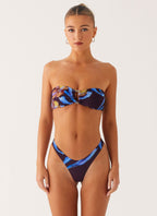 Cuba Strapless Bikini Top - Dark Floral