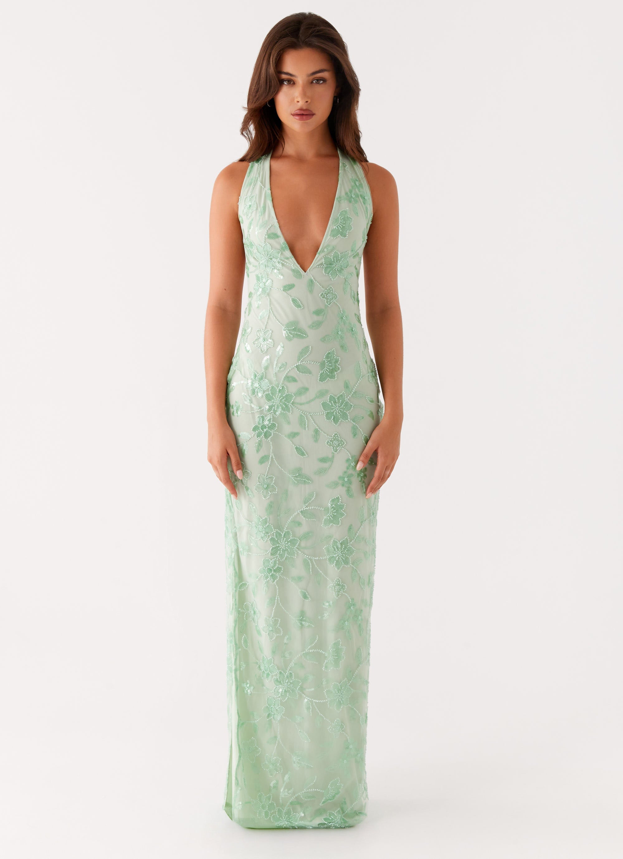 Cydney Beaded Maxi Dress - Sage