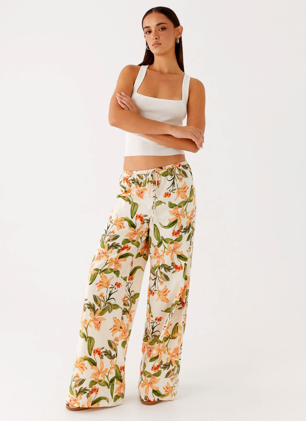 Dalida Linen Pants - Floral Print