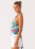 Dalila Beaded Tie Back Top - Santorini Floral