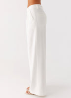 Delong Low Rise Linen Pants - White