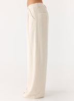 Delong Low Rise Linen Pants - Oatmeal