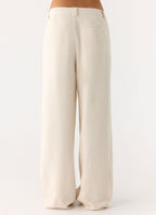 Delong Low Rise Linen Pants - Oatmeal