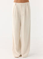 Delong Low Rise Linen Pants - Oatmeal