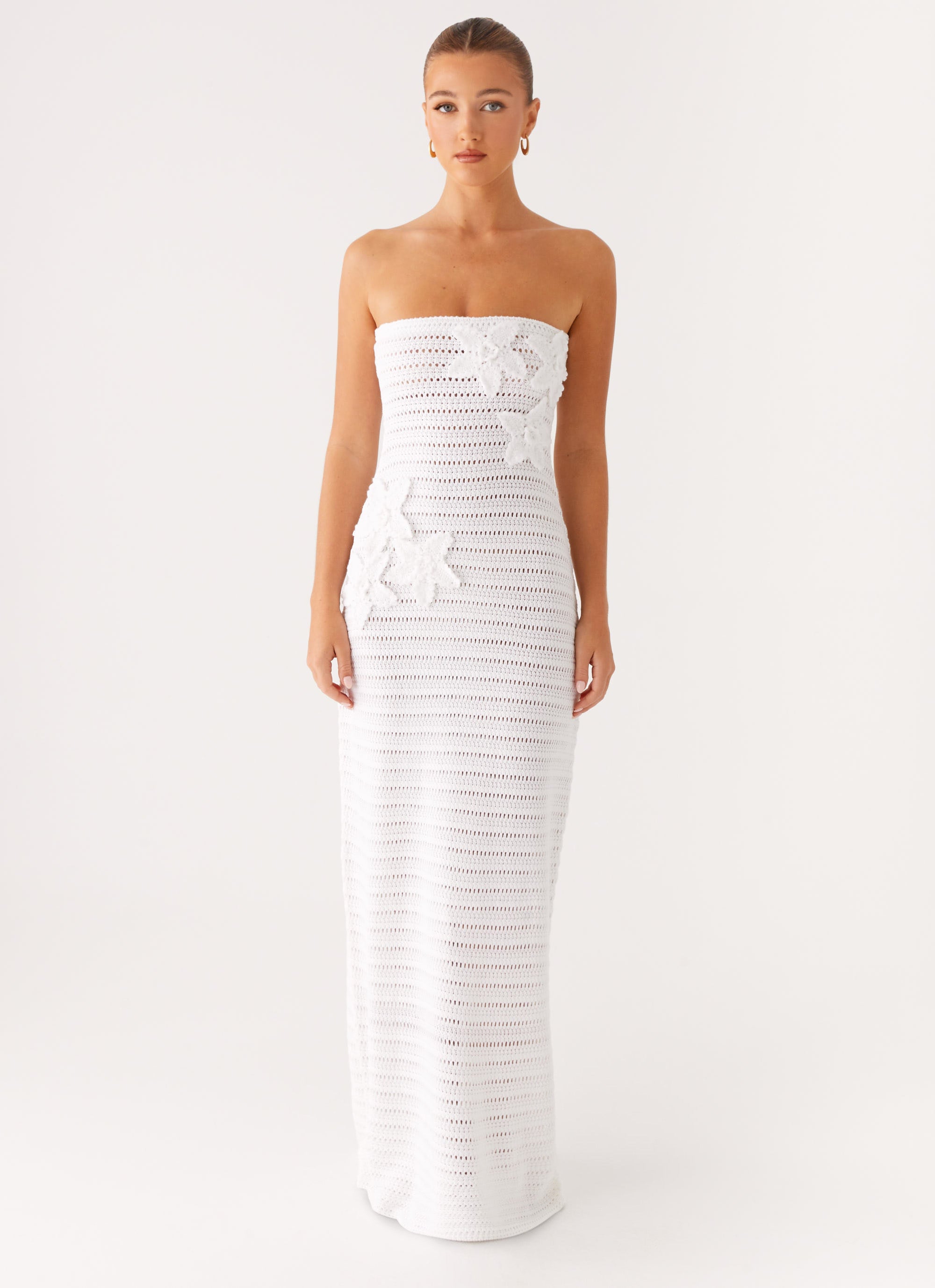 Diaz Crochet Maxi Dress - White