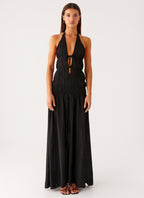 Dione Halter Maxi Dress - Black