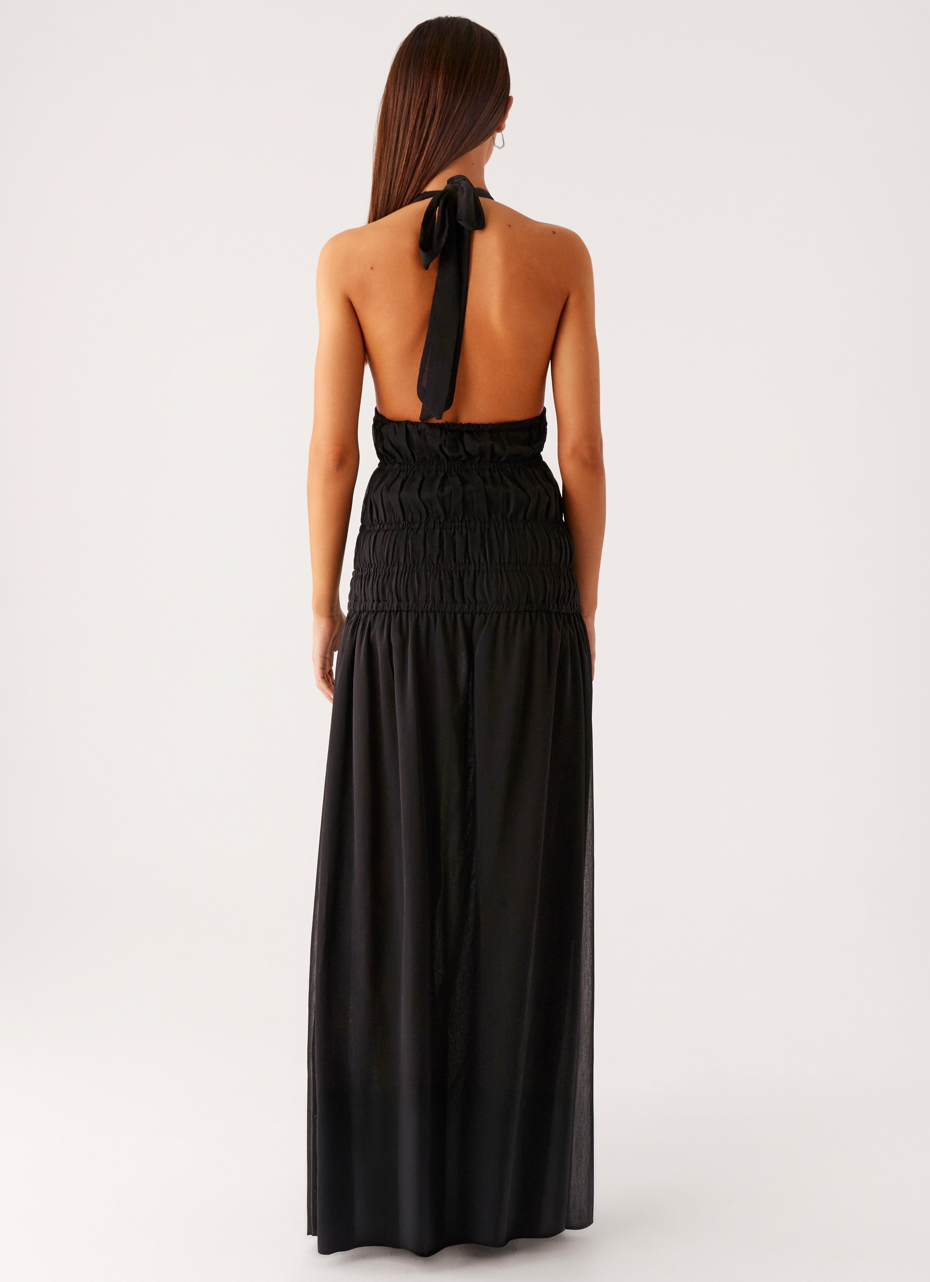 Dione Halter Maxi Dress - Black