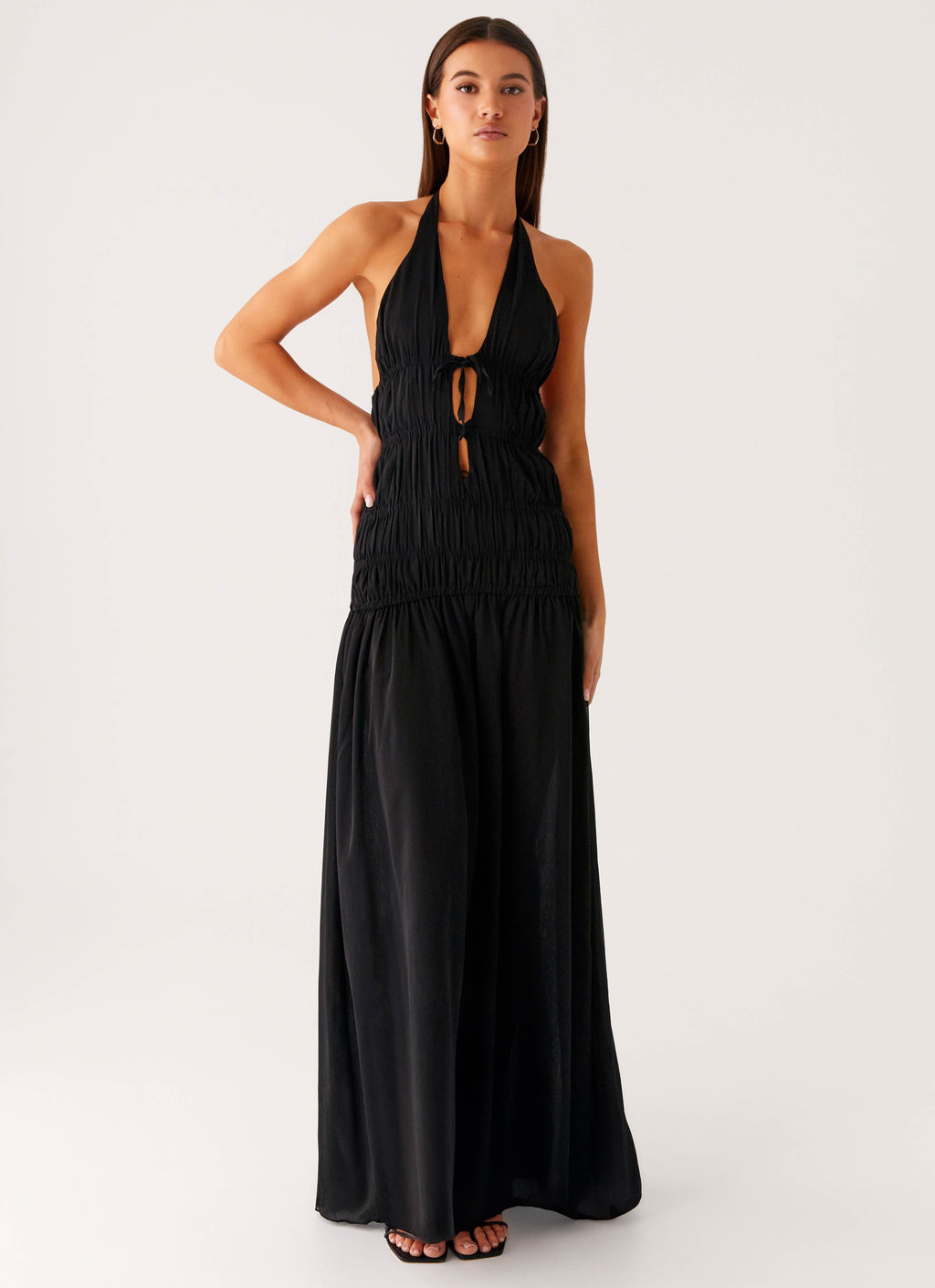 Dione Halter Maxi Dress - Black