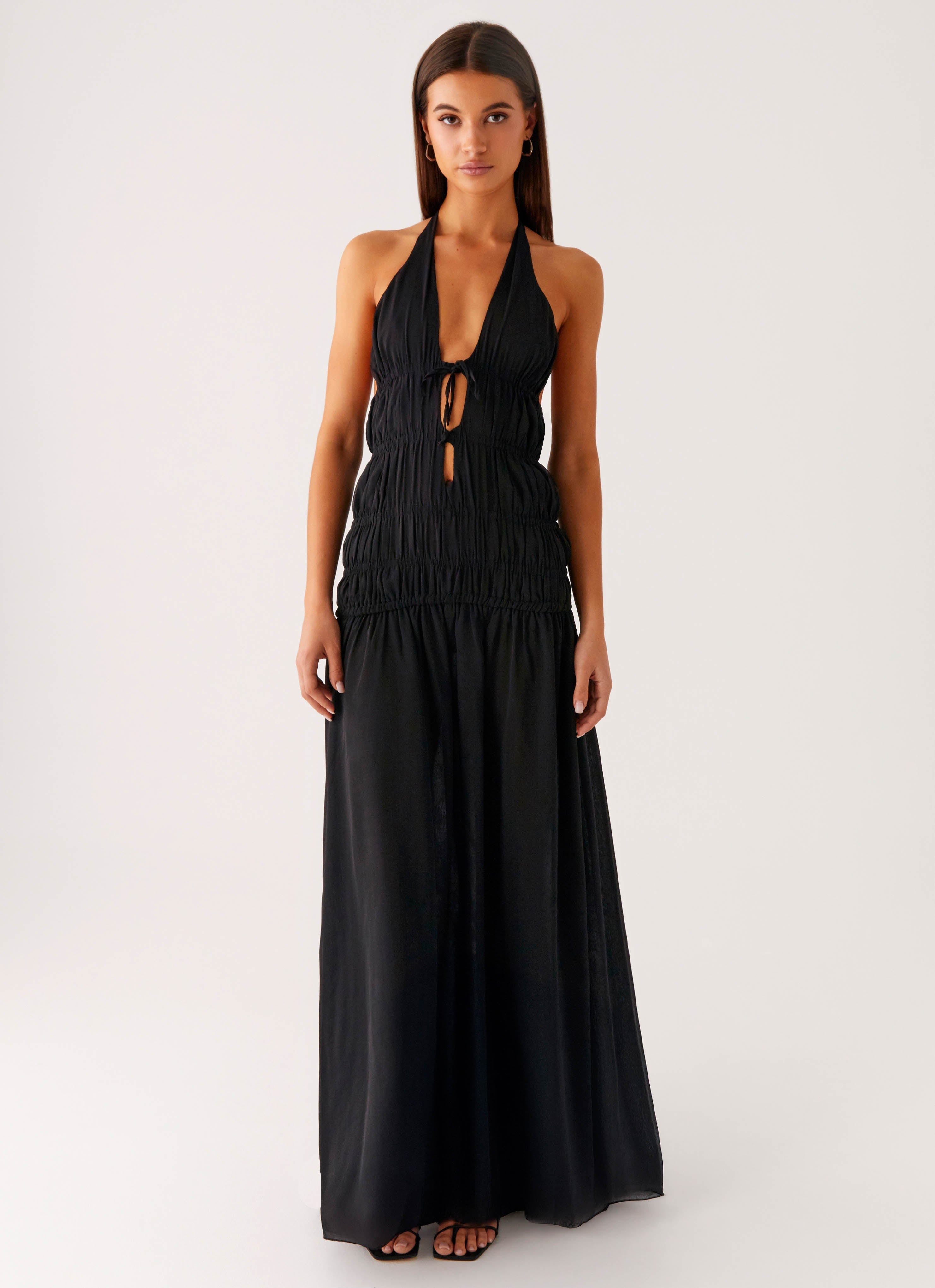 Dione Halter Maxi Dress - Black