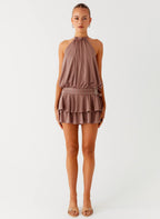 Dopamine Belt Mini Dress - Taupe