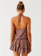 Dopamine Belt Mini Dress - Taupe