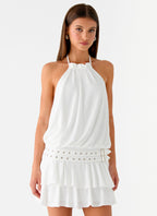 Dopamine Belt Mini Dress - White