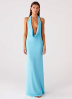 Driftwood Cowl Maxi Dress - Turquoise