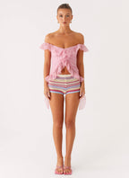 Dylan Off Shoulder Top - Pink