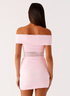 Either Way Off Shoulder Mini Dress - Baby Pink