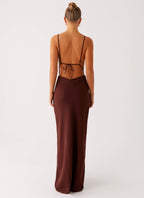 Elation Cowl Neck Maxi Dress - Chocolate