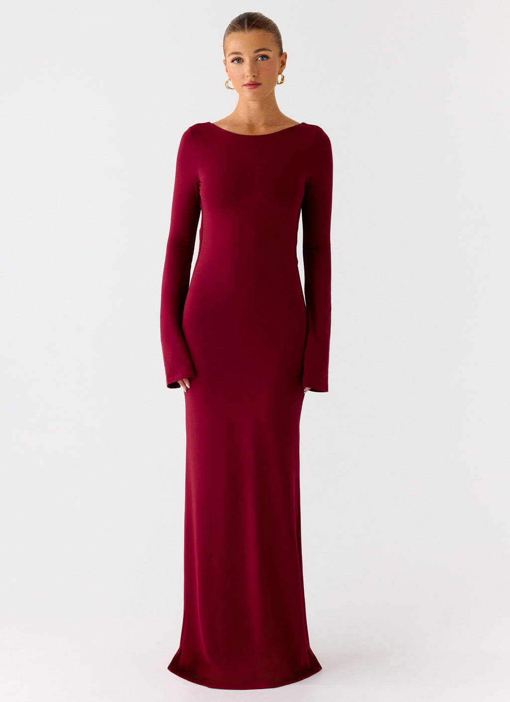 Elmont Long Sleeve Maxi Dress - Dark Cherry