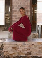 Elmont Long Sleeve Maxi Dress - Dark Cherry